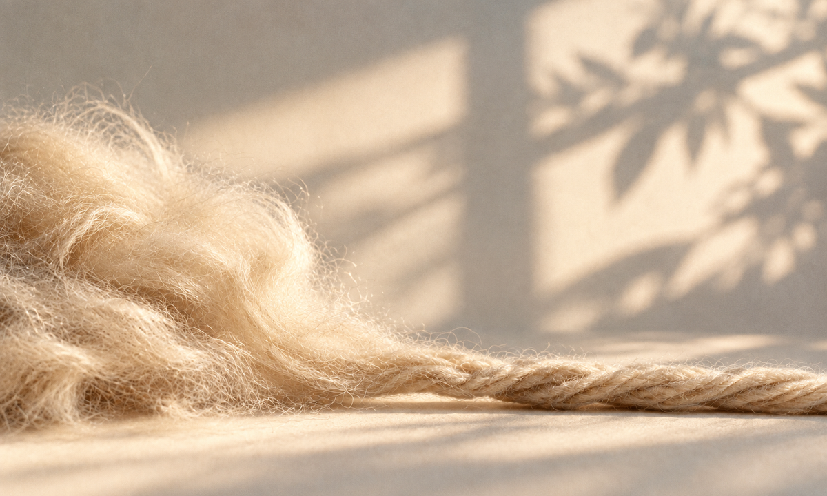 Sunlit cashmere fibers and yarn